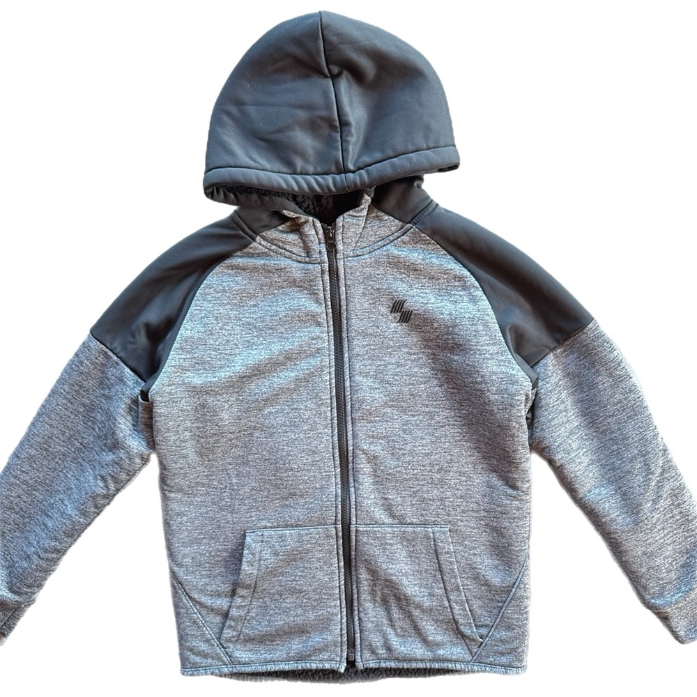 The Children’s Place Boys Grey Faux Fur Lined Zip Hoodie Size 10-12
